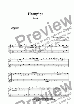 page one of Hornpipe C major, Duetto for woodwind instruments (W. de Fesch)