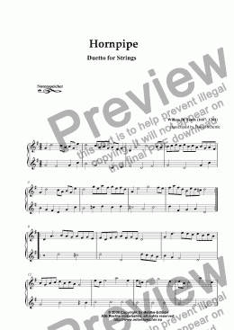 page one of Hornpipe in G major, transcription for strings (W. de Fesch)