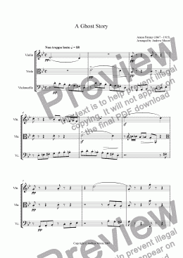 page one of ’A Ghost Story’ arranged for String Trio