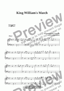 page one of King William's March in D (for organ by J. Clarke)