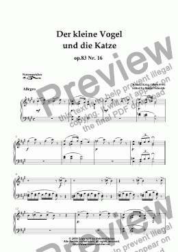 page one of Der kleine Vogel und die Katze (The little Bird and the Cat) op.83 Nr. 16 (A. Krug)