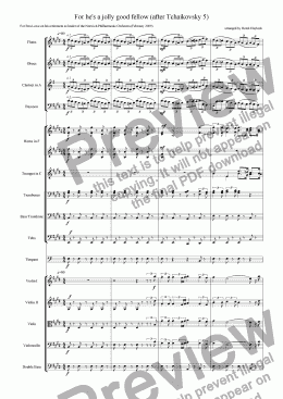 page one of For he's a jolly good fellow (after Tchaikovsky 5)