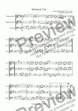 page one of Minuet & Trio arranged for Wind Trio