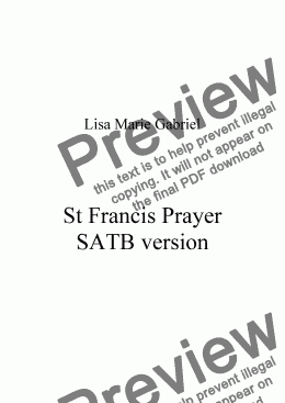 page one of St Francis Prayer - SATB version