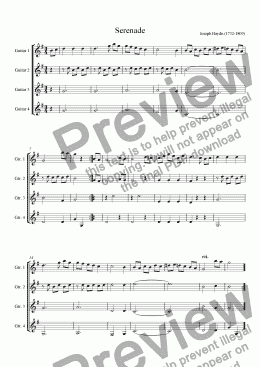 page one of Serenade for Guitar Quartet