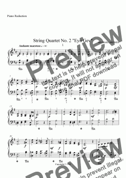 page one of String Quartet No. 2 "Eyn Gev" (Piano Reduction)