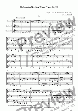 page one of Six Sonatas No.2 for three Clarinets Op.7-2