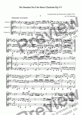 page one of Six Sonatas No.3 for three Clarinets Op.7-3