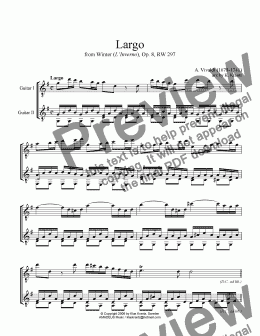page one of Largo from Winter (L'Inverno) for guitar duet