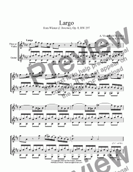 page one of Largo from Winter (L'Inverno) for flute or violin and guitar