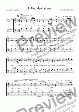 page one of Lullay, Myn Lykyng - carol for SS choir & piano