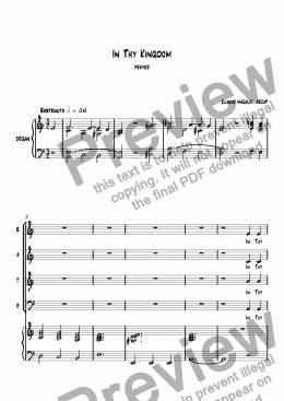 page one of IN THY KINGDOM. (English lyrics) SATB and Organ