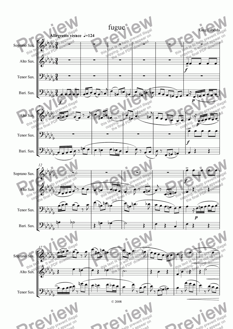 page one of Fugue in B-flat minor
