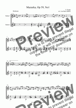 page one of Mazurka in A minor Op 59 No 1 - Guitar Duet