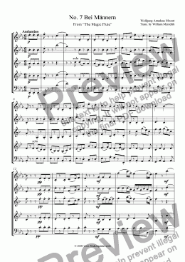 page one of Mozart - Magic Flute No. 07 Bei Mannern