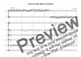 page one of Arrival of the Queen of Sheba for two Guitars & String Orchestra