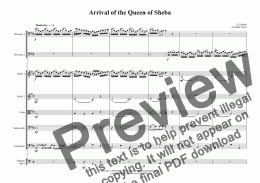 page one of Arrival of the Queen of Sheba for two Bassoons & String Orchestra