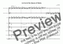 page one of Arrival of the Queen of Sheba for two Soprano Saxophones & String Orchestra