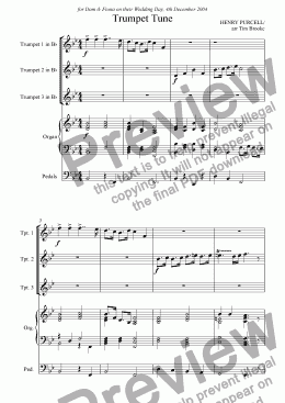 page one of Purcell: Trumpet Tune - for 3 trumpets and organ