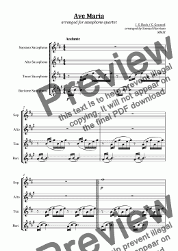 page one of Ave Maria (for saxophone quartet)