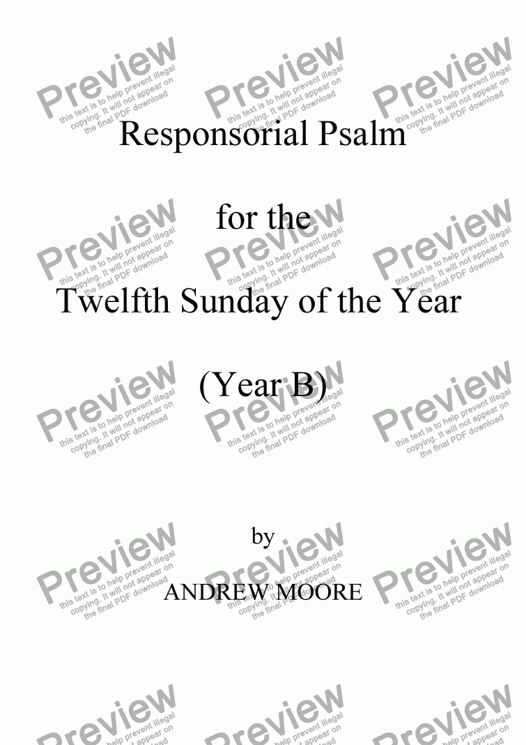 page one of Twelfth Sunday of the Year (B)
