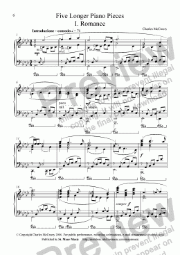 page one of Romance for Solo Piano