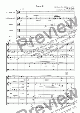 page one of Strogers: Fantasia - for brass quintet