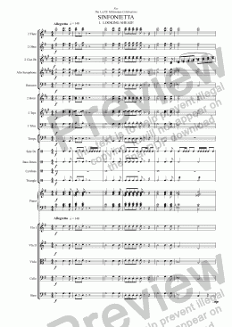 page one of Sinfonietta ’Looking Ahead’ (1st Mov.) for School Orchestra