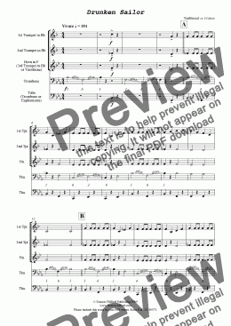 page one of Drunken Sailor (Brass Quintet Version)