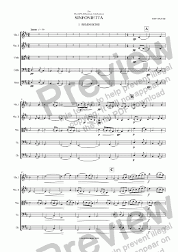 page one of Sinfonietta ’Reminiscing’ (2nd Mov.) for School Orchestra