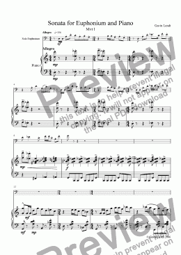 page one of Sonata for Euphonium and Piano