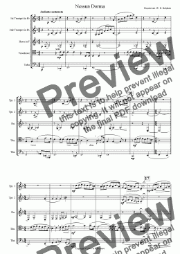page one of Nessun Dorma (brass quintet)