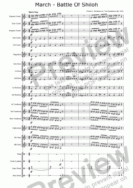 page one of BRASS BAND - Circus March - Battle Of Shiloh