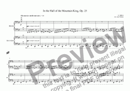 page one of In the Hall of the Mountain King, Op. 23, from Peer Gynt, Suite No, 1 Op. 46, arr. for Piano Four Hands (Piano Duet), Sheet Music Download