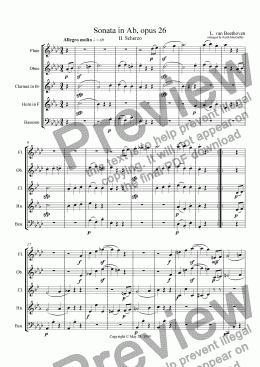 page one of Beethoven: Sonata for Wind Quintet II Scherzo