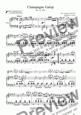 page one of Champagne Galop for piano solo
