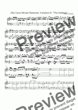 page one of Alla Turca Mozart Harmonic Version II 