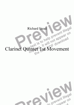 page one of Ist Movement Clarinet Quintet no 1