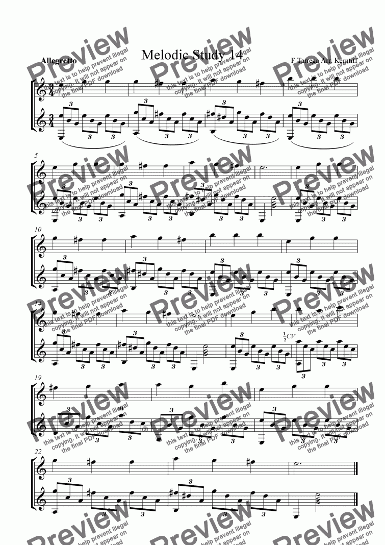 page one of Melodic Study 14