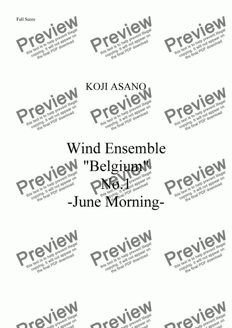 page one of Wind Ensemble -Belgium- No.1 June Morning