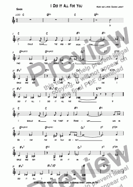 page one of I Did It All For You (Vocal)