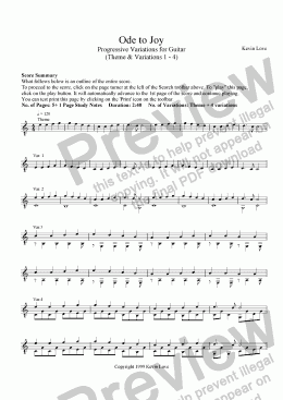 page one of Ode to Joy - Progressive Variations for Guitar (Theme and Variations 1 - 4) - with Tab