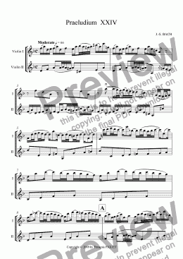page one of Praeludium XXIV: Duet for Violins by J.-S. BACH