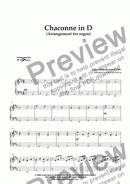 page one of Chaconne in D by J. Pachelbel (arrangement for the organ)