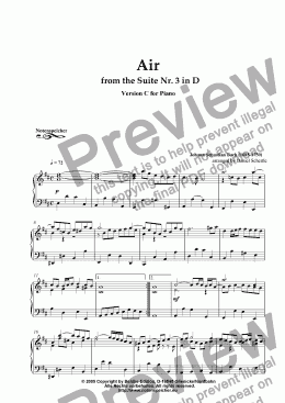page one of Air from the Suite Nr. 3 in D, Version C, piano (by J.S.Bach)
