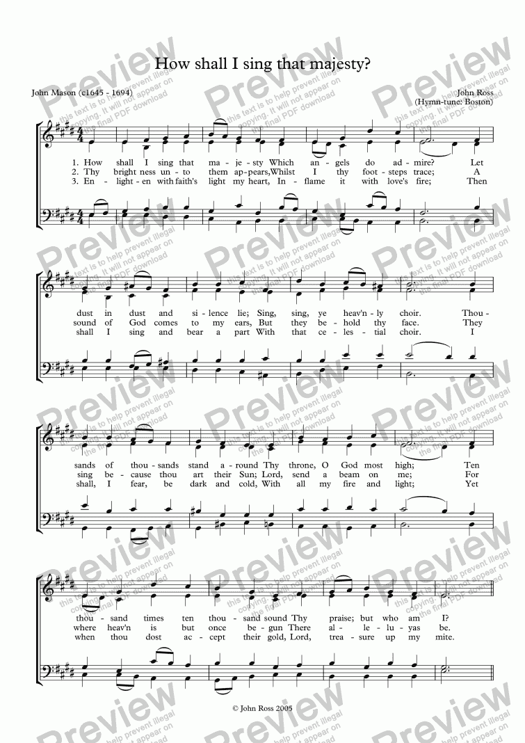 page one of Boston (D.C.M.) (How shall I sing that majesty)