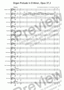 page one of BRASS BAND - Organ Prelude in D Minor, Opus 37, 3
