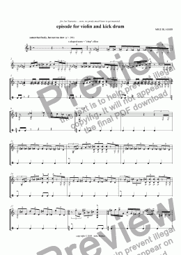 page one of episode for violin and kick drum