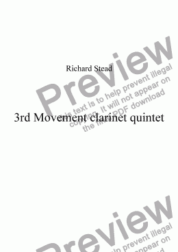 page one of 3rd Movement. Clarinet Quintet