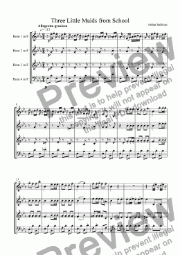 page one of Three Little Maids from School (Horn Quartet)